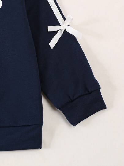 Elladie kids مجموعة بدلة رياضية كاجوال للفتيات من عمر 4-7 سنوات، تتكون من بلوزة وبنطلون بتصميم فيونكة باللون البنفسجي، مناسبة للخريف