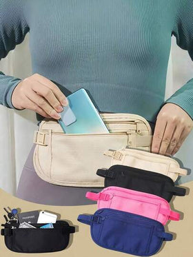 حقيبة خصر مقاومة للماء غير مرئية، حقيبة خصر للسفر، حقيبة خصر رفيعة جداً للركض، حقيبة خصر للرجال والنساء للياقة البدنية والتمرين والذهاب للعمل والتنزه والمشي لحمل النقود والهاتف المحمول، اكسسوارات أساسية للركض والأنشطة الخارجية