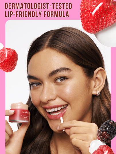 Laneige قناع نوم الشفاه من لانيج، 20 جرام/0.7 أونصة - الأكثر مبيعًا، اختبره الأطباء الجلديون، مستخلص التوت + 3% زبدة الشيا، يحسن خطوط الشفاه والبريق في 4 أسابيع، يغذي الشفاه الجافة/المتشققة، إصلاح ليلي، أساس مكياج، مناسب للبشرة الحساسة/التالفة