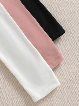 SHEIN Sparklyn 3 قطع/مجموعة قمصان تي شيرت كاجوال للفتيات المراهقات مطبوعة بصور القطط ذات ياقة عالية وأكمام طويلة مبطنة حرارياً