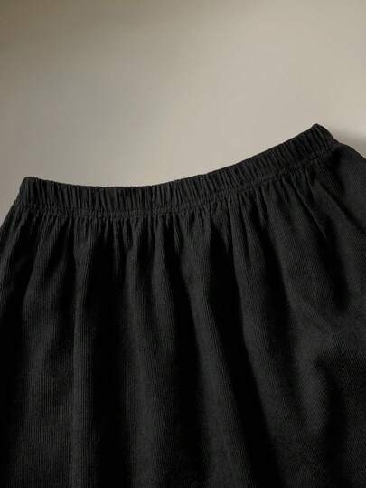 SHEIN مجموعة ملابس علوية وتنورة كاجوال للمراهقات، ملابس علوية بأكمام طويلة وياقة مكسرة مزين بأزرار، وتنورة خط A منسوجة بسيطة، مناسبة للارتداء اليومي الكاجوال في فصلي الخريف والشتاء، قطعتان