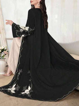 SHEIN Najma رمضان عباية أنثوية كاجوال طويلة الأكمام مطبوعة بالزهور، ربيع/خريف