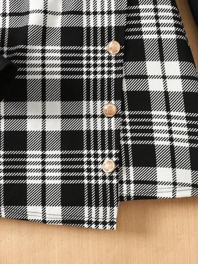 SHEIN طقم كاجوال مكون من تي شيرت بأكمام طويلة وياقة دائرية وتنورة قصيرة مربعة للمراهقات
