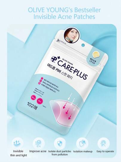 Olive Young 1 قطعة من بقع علاج الحبوب من Care Plus، بقع حبوب غير مرئية، بقع حبوب هيدروكولويد، صيغة كورية، تغطي بفعالية الحبوب والبثور والعيوب، مناسبة للبشرة والوجه المشكلة، مقاومة للماء والعرق، تغطي أيضًا ندبات الحبوب، بقع الحبوب الطارئة