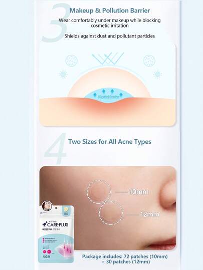 Olive Young 1 قطعة من بقع علاج الحبوب من Care Plus، بقع حبوب غير مرئية، بقع حبوب هيدروكولويد، صيغة كورية، تغطي بفعالية الحبوب والبثور والعيوب، مناسبة للبشرة والوجه المشكلة، مقاومة للماء والعرق، تغطي أيضًا ندبات الحبوب، بقع الحبوب الطارئة