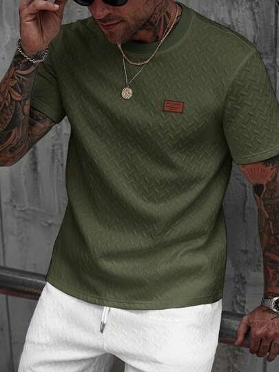 Manfinity CasualCool قميص تي شيرت قصير الأكمام بياقة مزخرفة للرجال، هدية رائعة للحبيب أو الزوج، مناسب للارتداء اليومي الكاجوال في الصيف، مناسب للعطلات الساحلية، عنصر أنيق ومتعدد الاستخدامات