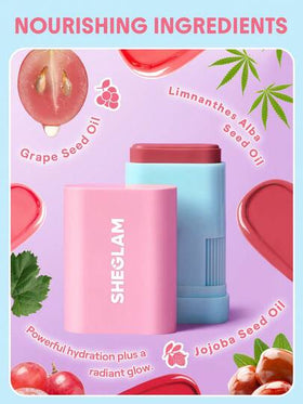 SHEGLAM Glass Glow أحمر خدود عصا-Brisk Babe حمره بلشر علامة تجارية جمال مكياج ميكب مستحضرات تجميل للنساء الفتيات مثالي لفصل الشتاء الربيع مثالي ل- Y2K أزياء أنيقة رمضان هدية حفلة جاهز أفضل لون