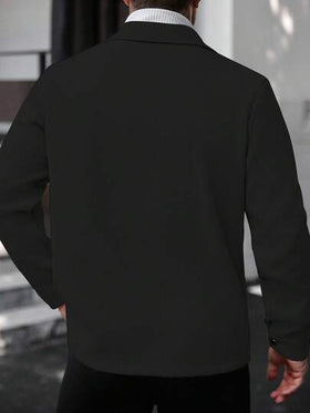Manfinity CasualCool معطف طويل كاجوال أحادي اللون مناسب للخريف والشتاء للرجال