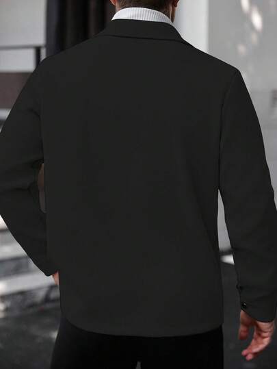 Manfinity CasualCool معطف طويل كاجوال أحادي اللون مناسب للخريف والشتاء للرجال