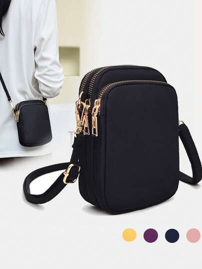 حقيبة كاجوال صغيرة مائلة للكتف مع جيب للهاتف وحافظة عمودية للعملة