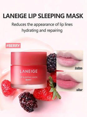 Laneige 20 جرام قناع نوم للشفاه بنكهة التوت، مرطب وغذائي للعناية بالشفاه، مُنكّه بفيتامين سي، مرطب ومصلح، مضاد للتجاعيد وُمحكم، لطيف ومهدئ، يزيل خطوط الشفاه، مضاد للأكسدة، يحسن الشفاه الجافة والمتقشرة.