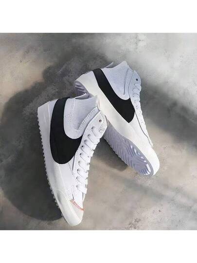 Nike حذاء رياضي رجالي من طراز Blazer '77 Jumbo متوسط الارتفاع غير قابل للانزلاق ومقاوم للتآكل