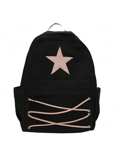 حقيبة ظهر قماشية، حقيبة طالب بطراز كوري، حقيبة ظهر متعددة الوظائف، حقيبة ظهر بشكل نجمي، حقيبة ظهر للنساء، حقيبة ظهر للطلاب، حقيبة سفر كاجوال بطراز الدوبامين الجميل، حقيبة مدرسية عصرية، حقيبة يومية بسحاب كاجوال، حقيبة سفر خفيفة الوزن ضرورية للعطلات والرحلا