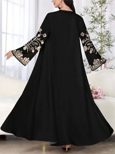SHEIN Najma عباءة أنثوية طويلة الأكمام بطبعات زهرية كاجوال، مناسبة للربيع والخريف