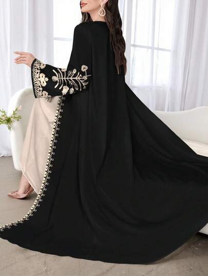 SHEIN Najma عباءة أنثوية طويلة الأكمام بطبعات زهرية كاجوال، مناسبة للربيع والخريف