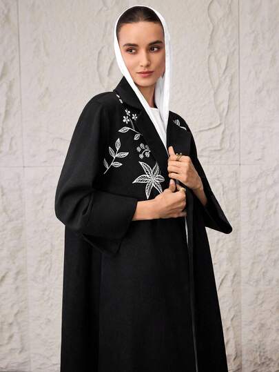 Al Najma عباءة نسائية مطرزة بسيطة وكاجوال، عباءة مفتوحة للنساء، فستان عربي للنساء، عباءات للمرأة المسلمة، عباءات فاخرة للنساء في فصل الشتاء