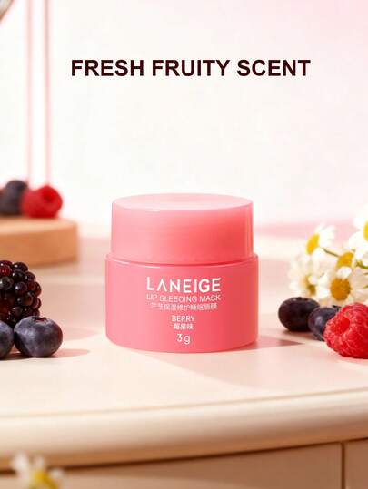 Laneige قناع النوم لشفاه التوت الكوري بحجم السفر، مغذي ومرطب: مثرى بفيتامين سي وزبدة موروموروا وزبدة الشيا، مكونات مضادة للأكسدة، مناسب للشفاه الجافة والمتشققة، للنساء. قناع نوم الشفاه لانيج 3 جرام/0.10 أونصة