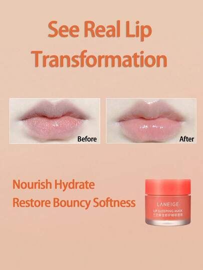Laneige قناع النوم للشفاه #خوخ شاي مثلج، العناية بالشفاه مغذي ومرطب بفيتامين سي 20 جرام/0.7 أونصة