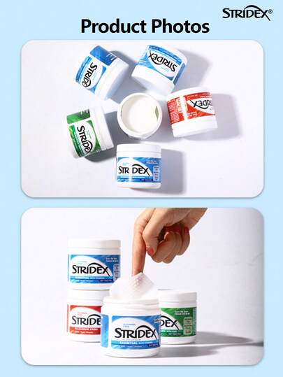 Stridex 55 قطعة من وسادات القطن المنظفة بحمض السالسيليك، تقشير لطيف، مسيطر على الزيوت، مكبر للمسام، تنظيف، تصغير المسام وتفتيح البشرة