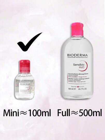 Bioderma ماء ميسيلار سانسيبيو H2O، مناسب لجميع أنواع البشرة، ماء تنظيف لطيف، حجم السفر 100مل/3.38 أونصة