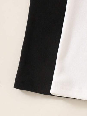 SHEIN Explorewe بيجامات للأولاد المراهقين - طقم بيجامة برقبة مزيفة بأكمام طويلة وبنطال طويل أسود وأبيض أحادي اللون مناسب لجميع المواسم ضروري لرأس السنة الجديدة 2026 متعدد الاستخدامات ومريح ودافئ وأنيق