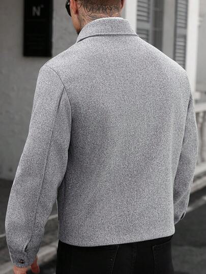 Manfinity CasualCool معطف رمادي طويل الأكمام بياقة وأزرار للرجال، أنيق وكاجوال، مناسب للمناسبات اليومية والأعياد مثل عيد الميلاد وعيد الهالوين، وللأعمال