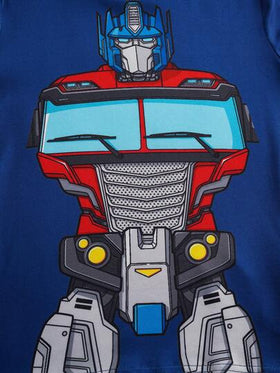Transformers X SHEIN طقم بيجامة مكون من ملابس علوية رقبة طاقم مطبوع عليها طباعة روبوت وبنطلون مرن ملائم للمراهقين، مناسب للخريف والشتاء