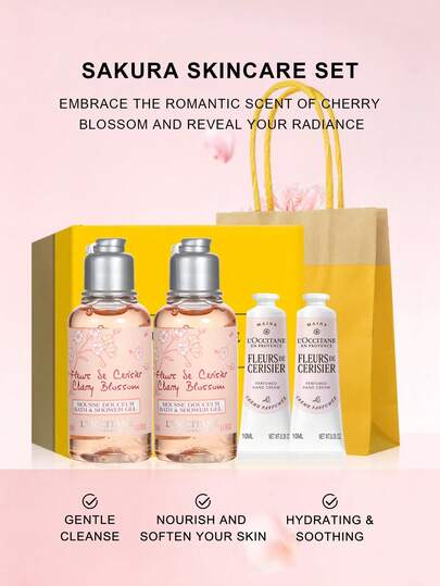 L'Occitane 2 * 35مل جل استحمام + 2 * 10مل كريم يد بزهر الكرز