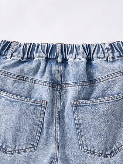 SHEIN ChillGRL بنطلون جينز فضفاض بتطريز قلب للفتيات المراهقات موضة خريف وشتاء 2025، جينز فضفاض وكيوت للمدرسة بطراز Y2K للفتيات في التسعينيات