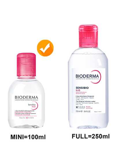 Bioderma ماء ميسيلار سانسيبيو إتش 2 أو - منظف للبشرة الحساسة، صيغة بدون شطف، موصى به من قبل الأطباء الجلديين، حجم السفر - 100 مل/3.38 أونصة