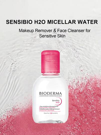 Bioderma ماء ميسيلار سانسيبيو إتش 2 أو - منظف للبشرة الحساسة، صيغة بدون شطف، موصى به من قبل الأطباء الجلديين، حجم السفر - 100 مل/3.38 أونصة