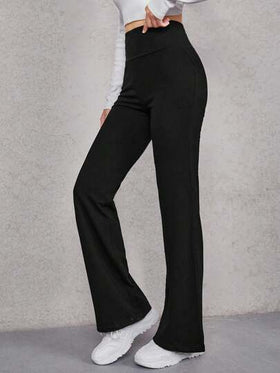 SHEIN EZwear بنطلون نسائي أسود مطبوع بصورة حصان، قابل للتحويل، مبطن بالحرارة، مناسب للخريف/الشتاء، أسلوب الشارع، الخارج، الرياضة
