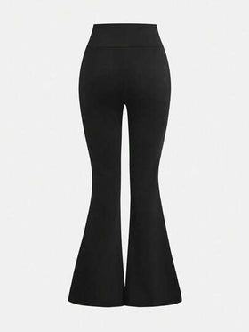 SHEIN Girlism بنطلون يوجا بخصر عالي وساق ضيق مرن للفتيات المراهقات، مع جيوب، بنطلون ذو ساق واسعة متعدد الاستخدامات للارتداء اليومي