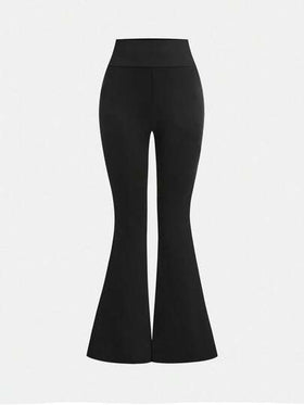 SHEIN Girlism بنطلون يوجا بخصر عالي وساق ضيق مرن للفتيات المراهقات، مع جيوب، بنطلون ذو ساق واسعة متعدد الاستخدامات للارتداء اليومي