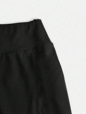SHEIN Girlism بنطلون يوجا بخصر عالي وساق ضيق مرن للفتيات المراهقات، مع جيوب، بنطلون ذو ساق واسعة متعدد الاستخدامات للارتداء اليومي