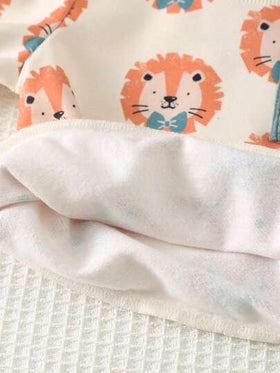 Cozy Pixies مجموعة بنطلون وبلوزة طويلة الأكمام بطبعات حيوانات كرتونية للأطفال الصبية، قطعتان، قطن ناعم وخصر مطاطي