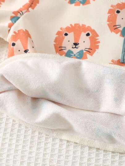 Cozy Pixies مجموعة بنطلون وبلوزة طويلة الأكمام بطبعات حيوانات كرتونية للأطفال الصبية، قطعتان، قطن ناعم وخصر مطاطي