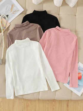 SHEIN قميص كاجوال بياقة عالية وأكمام طويلة مطبوع عليه فيونكة، للفتيات المراهقات