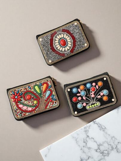 محفظة بطاقات متعددة الوظائف سعة كبيرة بتصاميم أسلوب بوهيمي تشمل شجرة المال والعين والطاووس والأوراق، فكرة هدية إبداعية مناسبة لك أو لأصدقائك للنساء، محفظة بطاقات صغيرة، محفظة صغيرة، محافظ للسيدات