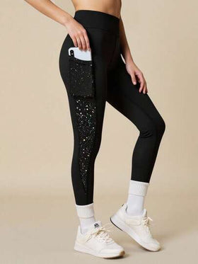 SHEIN مجموعة سروال ضيق للفتيات المراهقات، بنطلون يوغا ضيق مطبوع بنقاط رش السماء النجمية، مرن للغاية، عصري، متعدد الاستخدامات، مناسب للرياضة والخارج والجري والدراجات والتنزه، باللونين الأسود والوردي، قطعتان