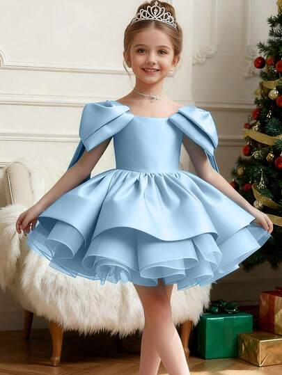 فستان سهرة قصير أنيق من الساتان بأكمام قصيرة، مناسب لحفلات عيد الميلاد والاحتفالات والزفاف وجلسات التصوير