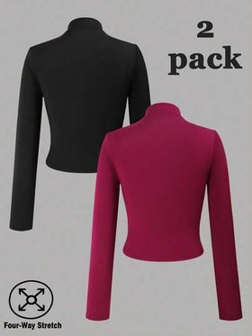 SHEIN Sparklyn جاكيت مبطن بسحاب طويل الأكمام بلون واحد للمراهقات
