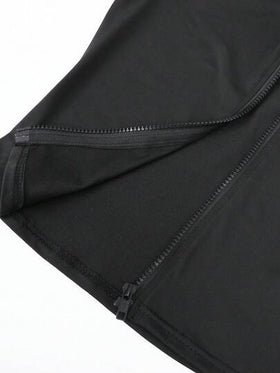 SHEIN Sparklyn جاكيت مبطن بسحاب طويل الأكمام بلون واحد للمراهقات