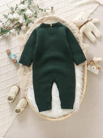 SHEIN Vintaside Kids رومبير رضيع/طفل صبي جميلة وعملية مصنوعة من نسيج جاكار مطبوع بالدب