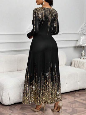 SHEIN Lady فستان بخصر مضبوط وأكمام طويلة للحفلات والتجمعات