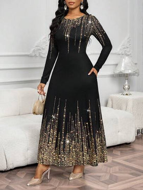 SHEIN Lady فستان بخصر مضبوط وأكمام طويلة للحفلات والتجمعات