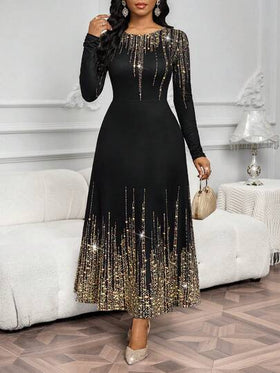 SHEIN Lady فستان بخصر مضبوط وأكمام طويلة للحفلات والتجمعات