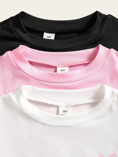 SHEIN Explorewe 3 قطع/مجموعة قميص بناتي وردي بفيونكة، بطراز راقص الباليه، مناسب للخروجات والارتداء اليومي العادي، للعودة إلى المدرسة، للربيع/الخريف