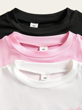 SHEIN Explorewe 3 قطع/مجموعة قميص بناتي وردي بفيونكة، بطراز راقص الباليه، مناسب للخروجات والارتداء اليومي العادي، للعودة إلى المدرسة، للربيع/الخريف