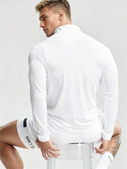 Manfinity Sport Corelite جاكيت رياضية رجالية ذات ياقة عالية بلون أحادي مناسبة للياقة